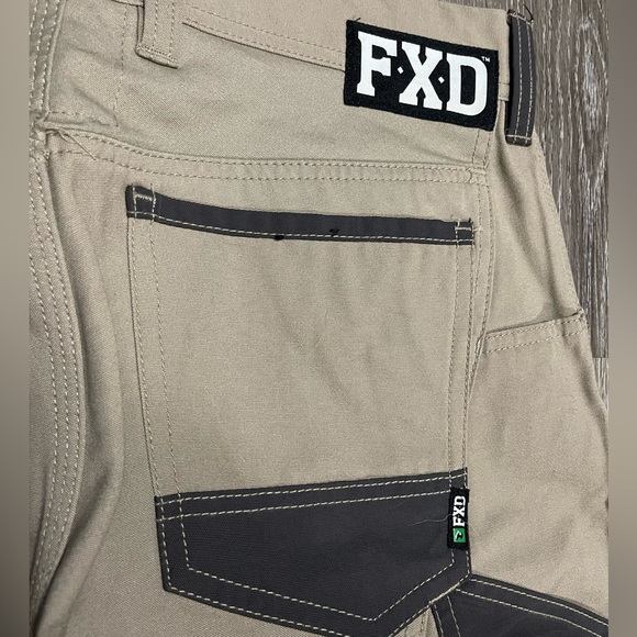 FXD work pants. Tan color dark grey and neon green. Size 32 waist - Picture 8 of 12